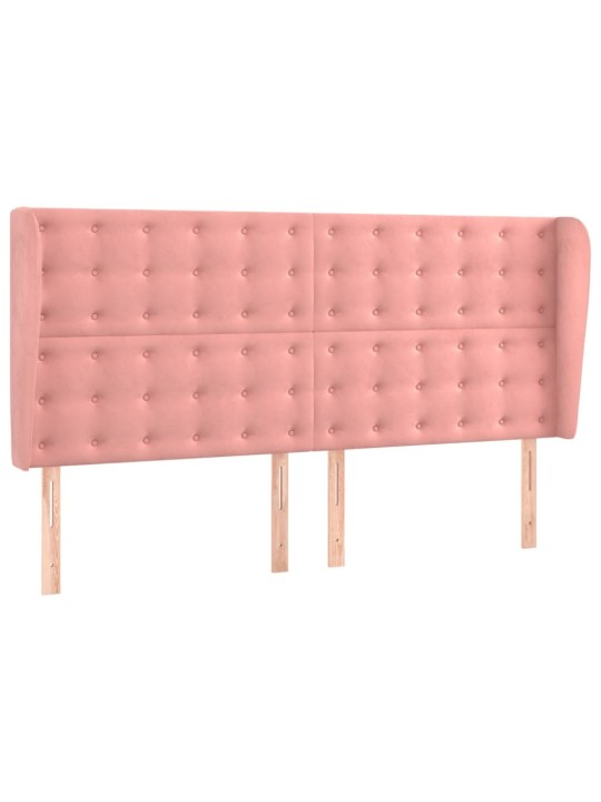 Voodipeats servadega, roosa, 183x23x118/128 cm, samet