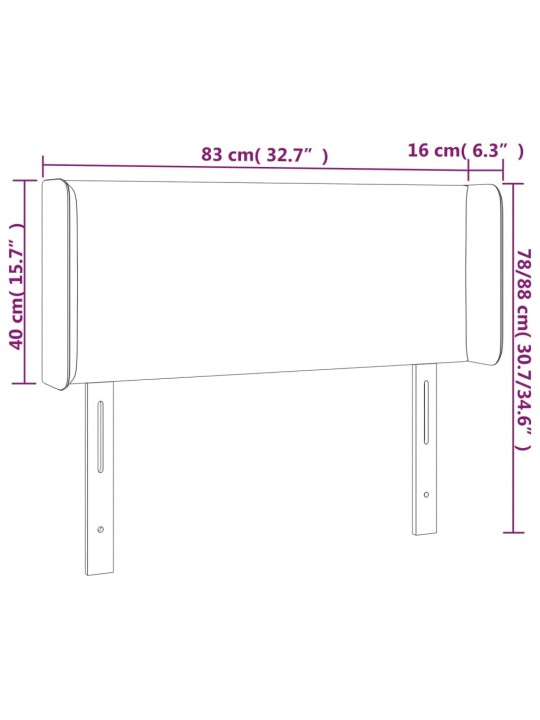 Voodipeats servadega, tumehall, 83x16x78/88 cm, samet