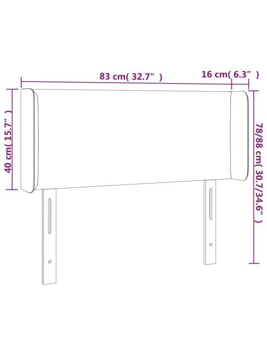 Voodipeats servadega, tumeroheline, 83x16x78/88 cm, samet