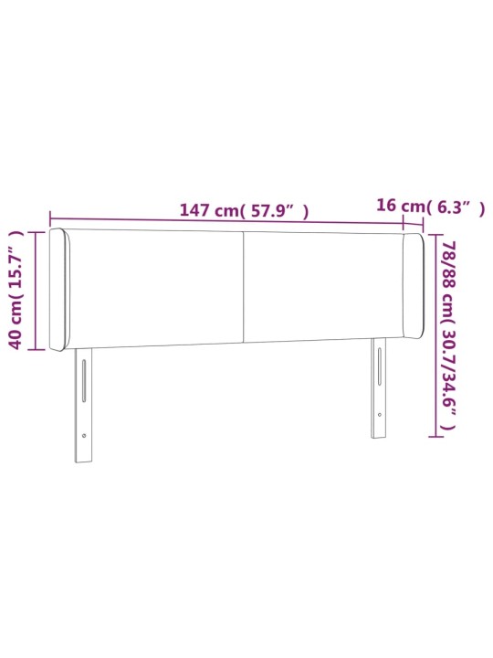 Voodipeats servadega, tumehall, 147x16x78/88 cm, samet