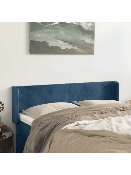 Voodipeats servadega, tumesinine, 147x16x78/88 cm, samet
