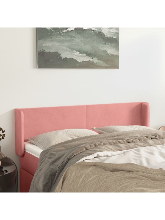Voodipeats servadega, roosa, 147x16x78/88 cm, samet