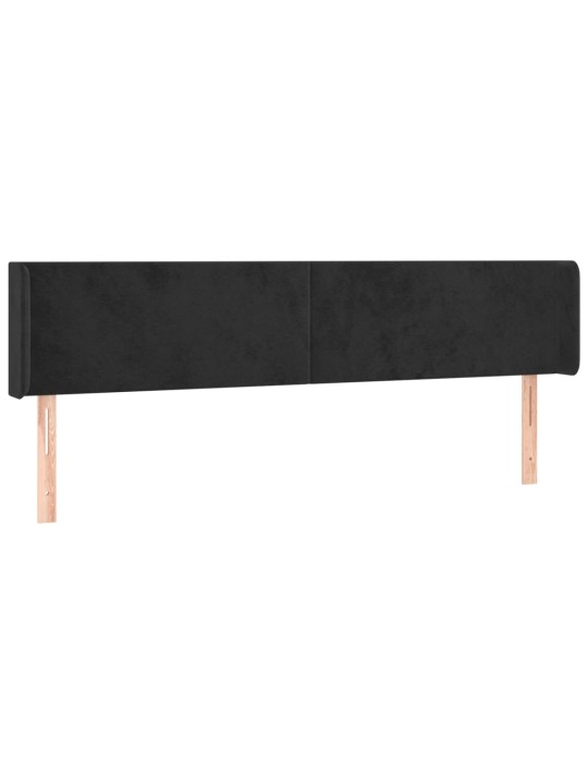 Voodipeats servadega, must, 183x16x78/88 cm, samet