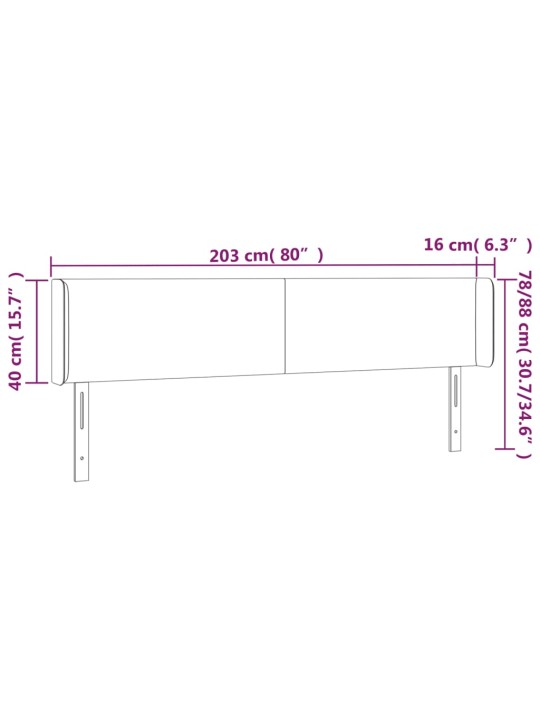 Voodipeats servadega, tumehall, 203x16x78/88 cm, samet