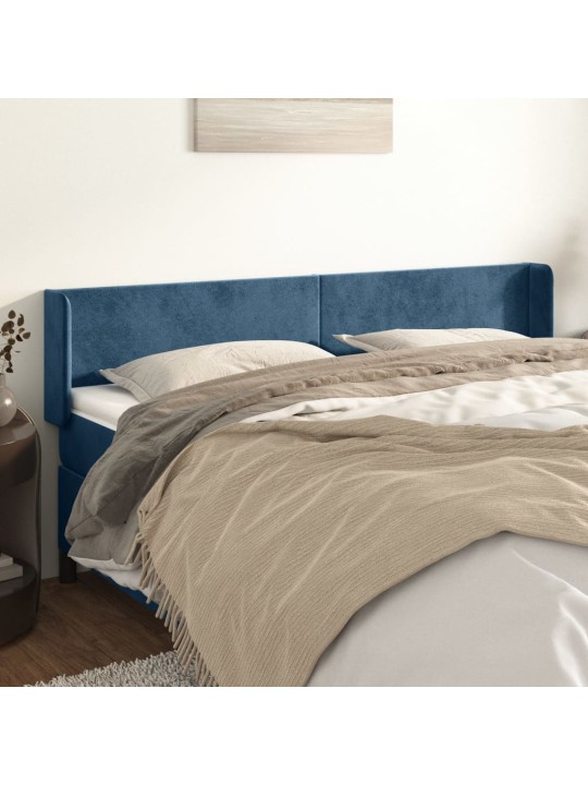 Voodipeats servadega, tumesinine, 203x16x78/88 cm, samet