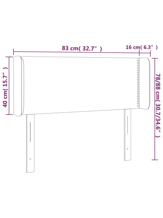 Voodipeats servadega, tumehall, 83x16x78/88 cm, samet