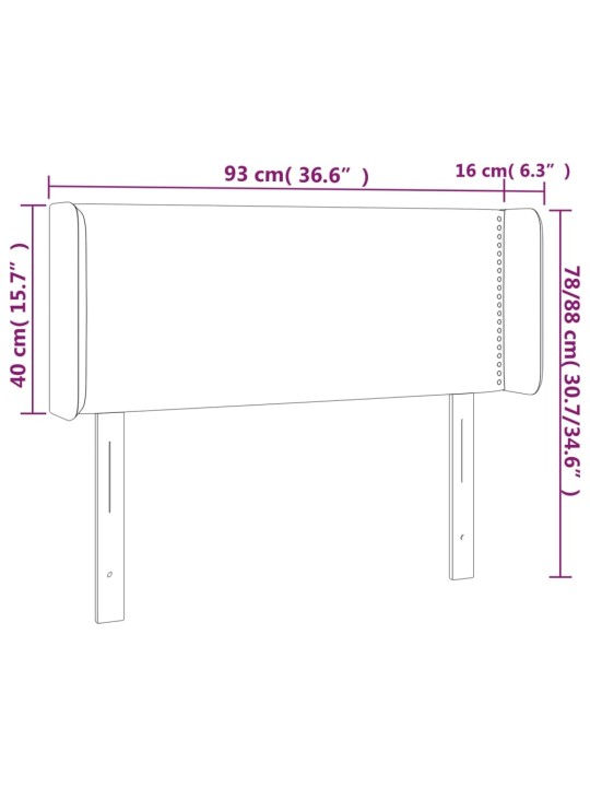 Voodipeats servadega, must, 93x16x78/88 cm, samet