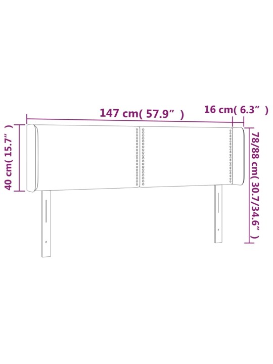 Voodipeats servadega, tumehall, 147x16x78/88 cm, samet