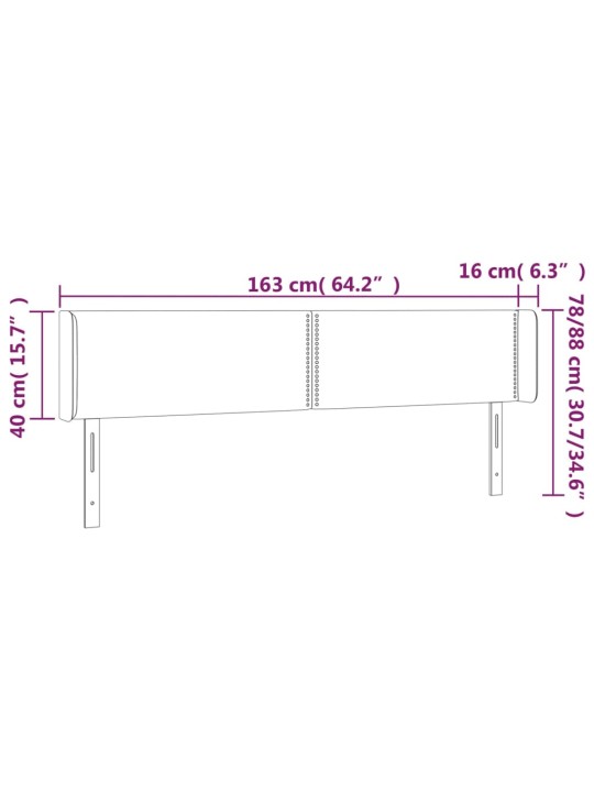 Voodipeats servadega, tumehall, 163x16x78/88 cm, samet