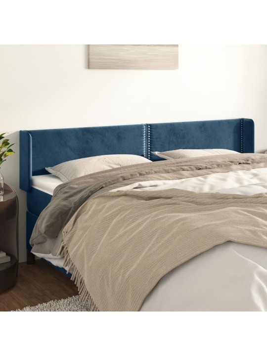Voodipeats servadega, tumesinine, 163x16x78/88 cm, samet