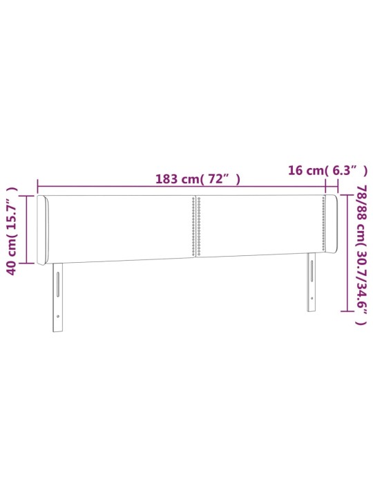 Voodipeats servadega, tumehall, 183x16x78/88 cm, samet