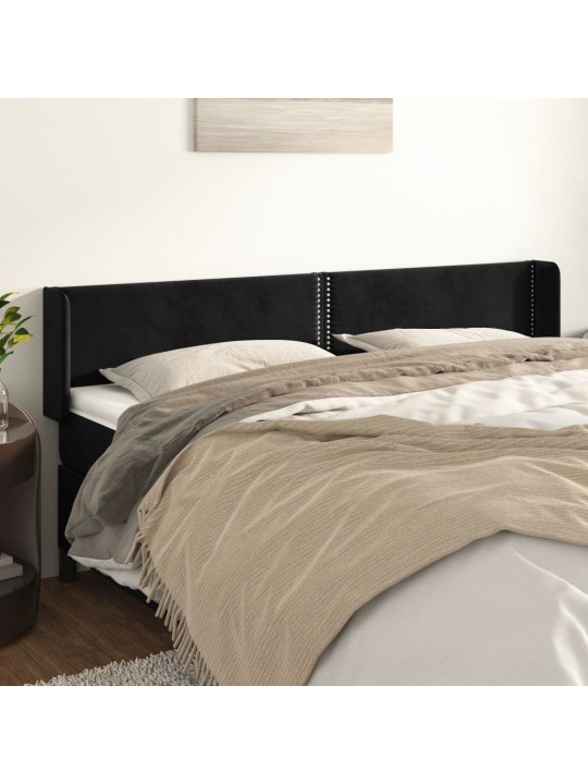 Voodipeats servadega, must, 183x16x78/88 cm, samet