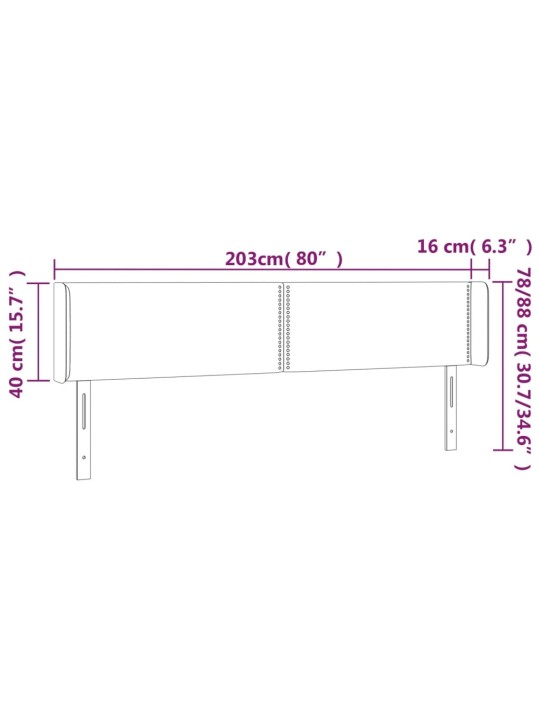 Voodipeats servadega, helehall, 203x16x78/88 cm, samet