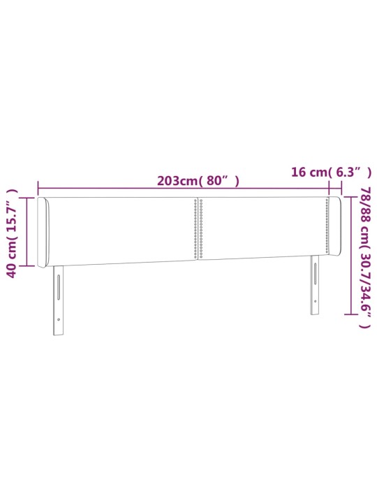 Voodipeats servadega, must, 203x16x78/88 cm, samet