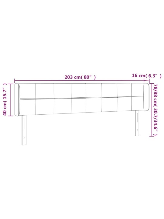 Voodipeats servadega, must, 203x16x78/88 cm, kangas