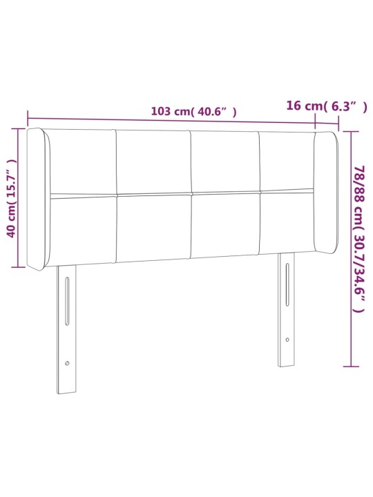 Voodipeats servadega, must, 103x16x78/88 cm, samet