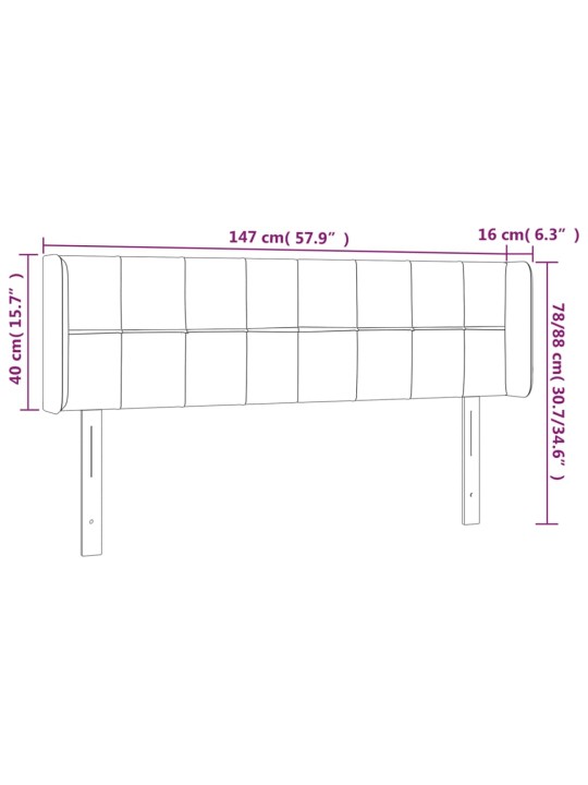 Voodipeats servadega, helehall, 147x16x78/88 cm, samet