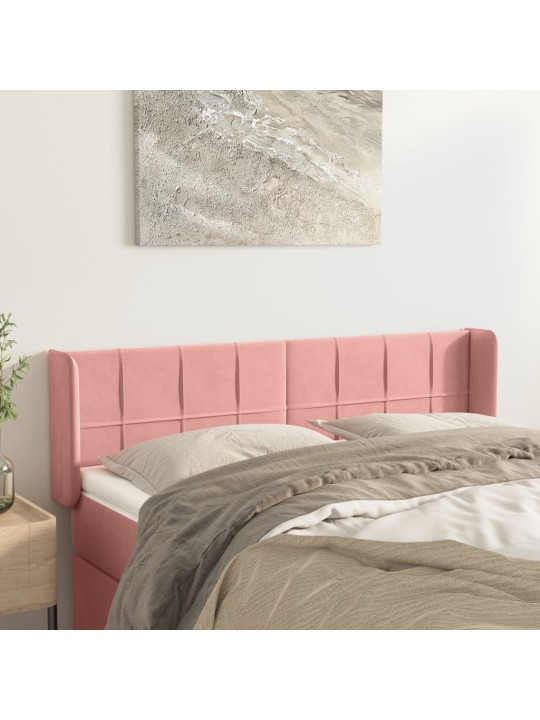 Voodipeats servadega, roosa, 147x16x78/88 cm, samet