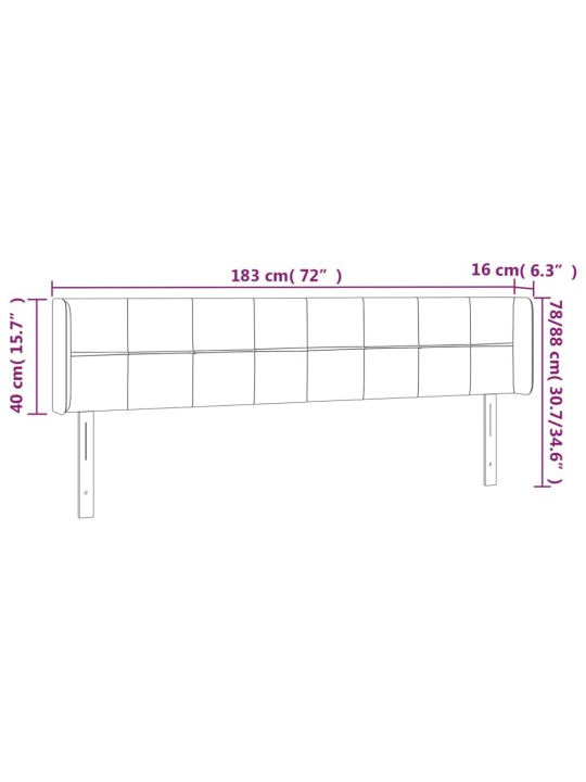 Voodipeats servadega, tumehall, 183x16x78/88 cm, samet