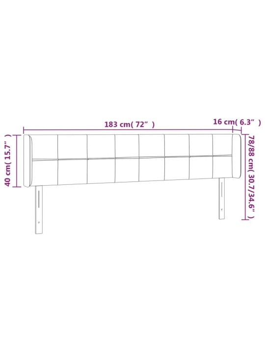 Voodipeats servadega, must, 183x16x78/88 cm, samet