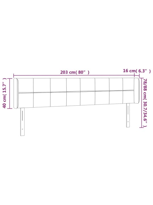 Voodipeats servadega, tumehall, 203x16x78/88 cm, samet