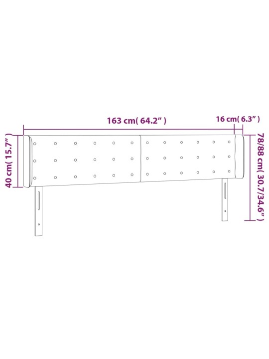 Voodipeats servadega, hall, 163x16x78/88 cm, kunstnahk