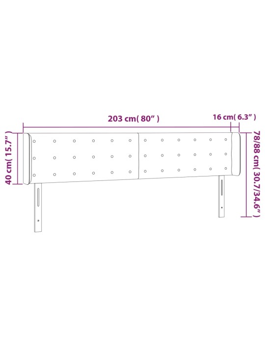 Voodipeats servadega, must, 203x16x78/88 cm, kunstnahk