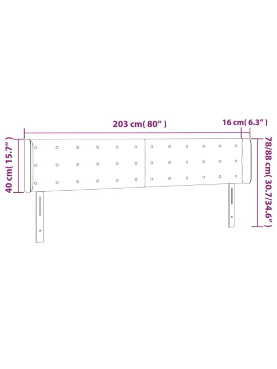 Voodipeats servadega, hall, 203x16x78/88 cm, kunstnahk