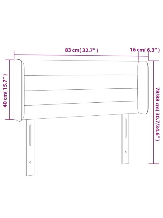 Voodipeats servadega, tumehall, 83x16x78/88 cm, samet