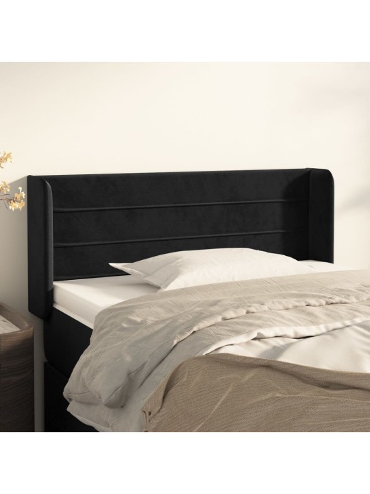 Voodipeats servadega, must, 93x16x78/88 cm, samet