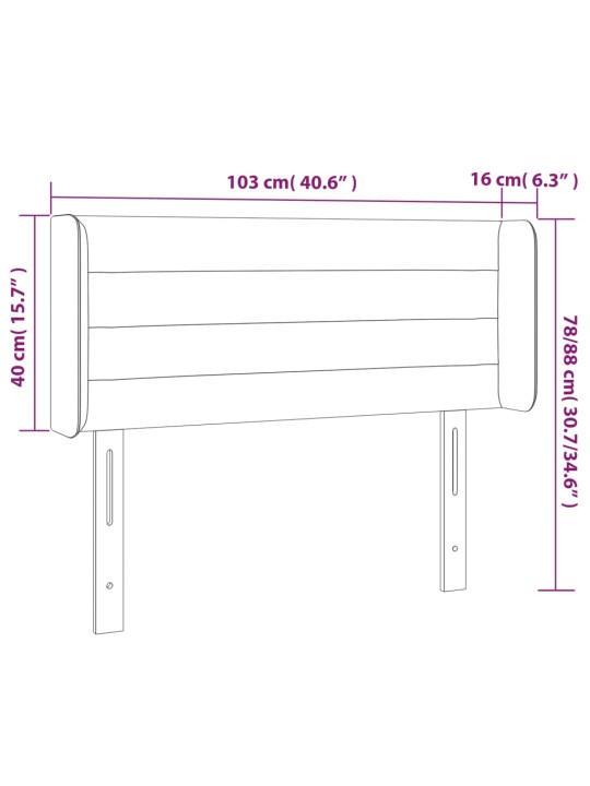 Voodipeats servadega, tumehall, 103x16x78/88 cm, samet