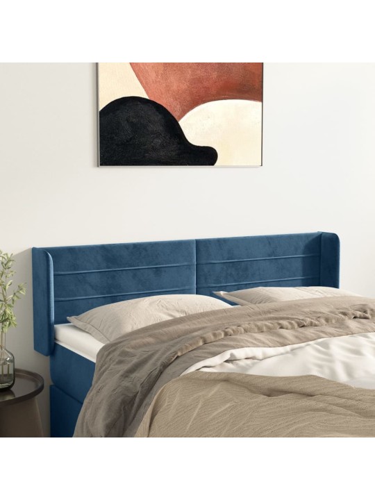 Voodipeats servadega, tumesinine, 147x16x78/88 cm, samet
