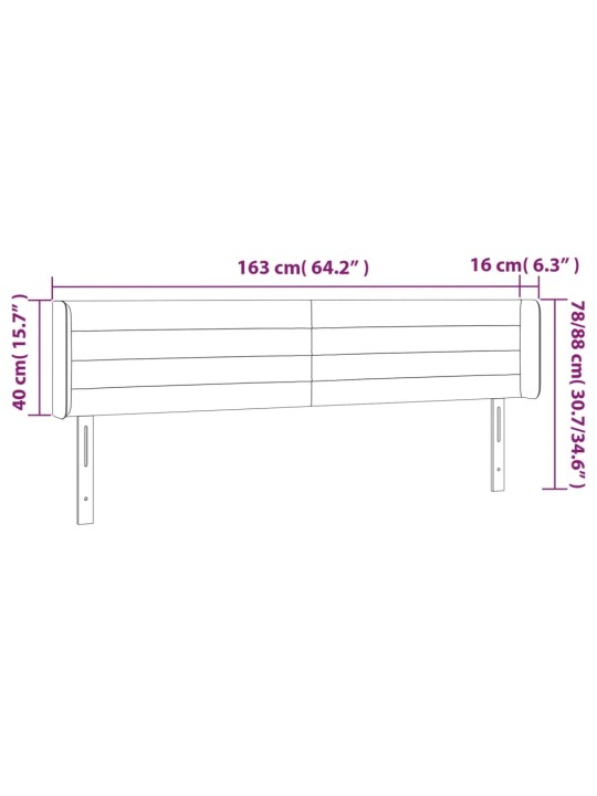 Voodipeats servadega, tumehall, 163x16x78/88 cm, samet