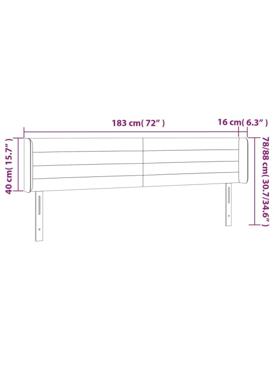 Voodipeats servadega, tumehall, 183x16x78/88 cm, samet