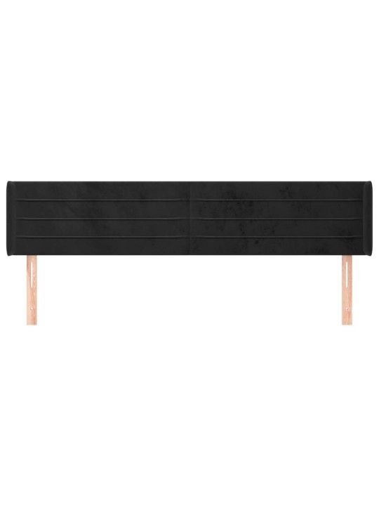 Voodipeats servadega, must, 183x16x78/88 cm, samet