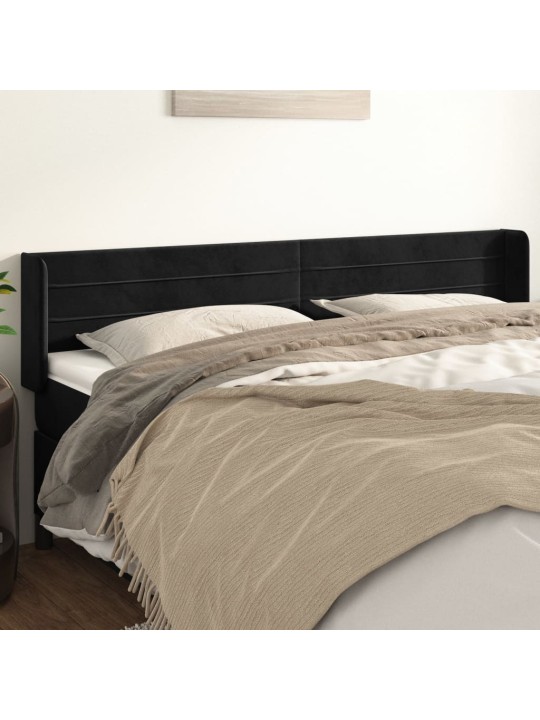 Voodipeats servadega, must, 183x16x78/88 cm, samet