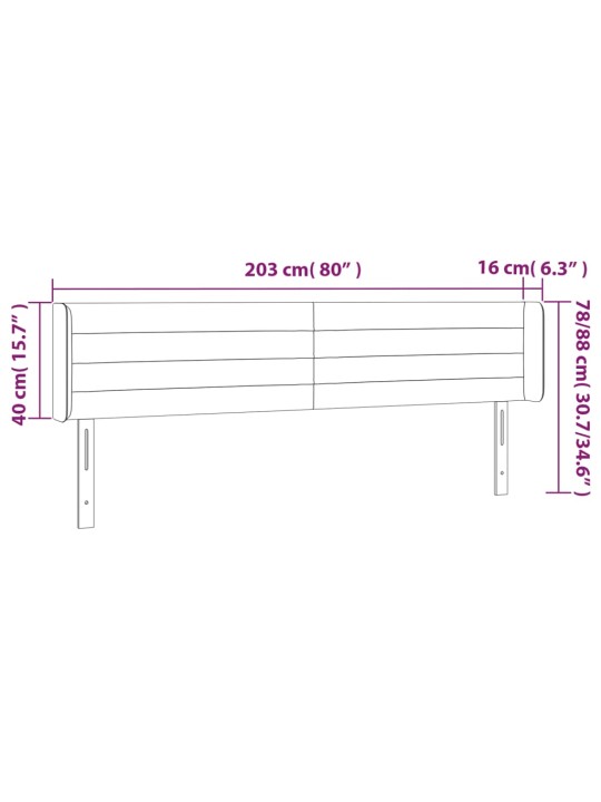 Voodipeats servadega, tumehall, 203x16x78/88 cm, samet