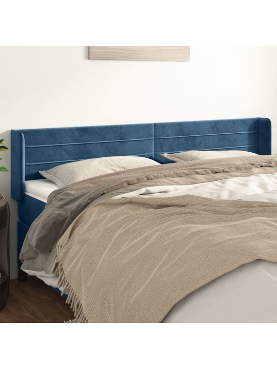 Voodipeats servadega, tumesinine, 203x16x78/88 cm, samet