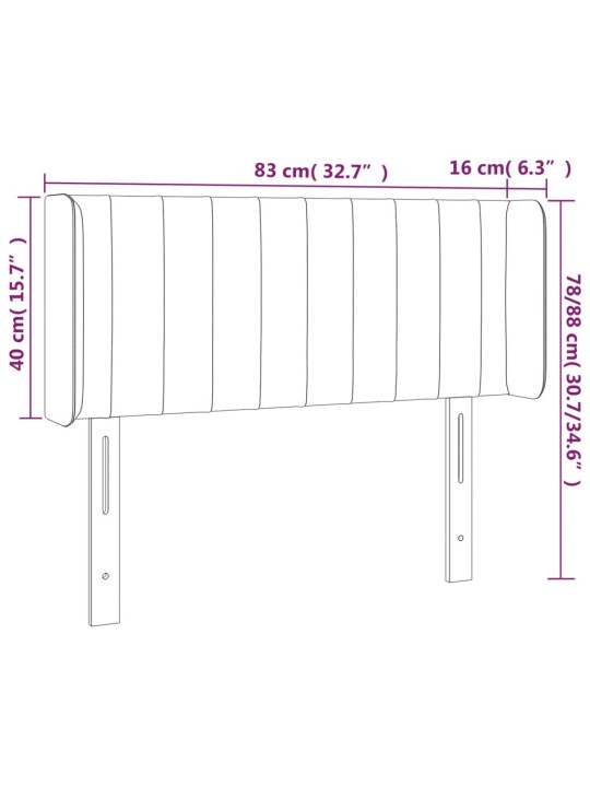 Voodipeats servadega, tumehall, 83x16x78/88 cm, samet