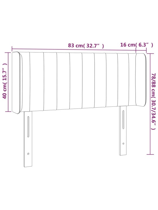 Voodipeats servadega, must, 83x16x78/88 cm, samet