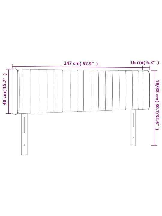 Voodipeats servadega, tumehall, 147x16x78/88 cm, samet