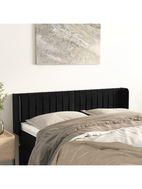Voodipeats servadega, must, 147x16x78/88 cm, samet