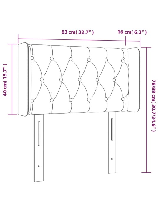 Voodipeats servadega, helehall, 83x16x78/88 cm, samet