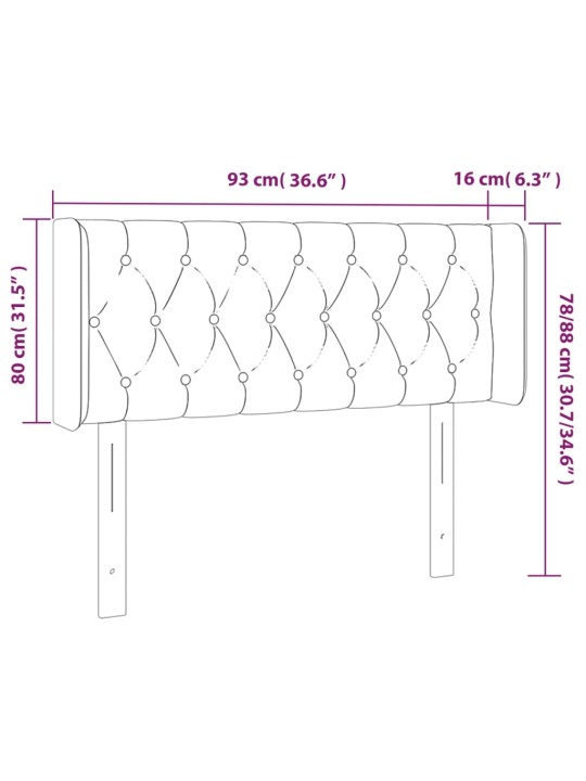 Voodipeats servadega, tumeroheline, 93x16x78/88 cm, samet