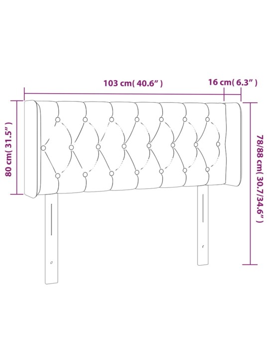 Voodipeats servadega, tumehall, 103x16x78/88 cm, samet