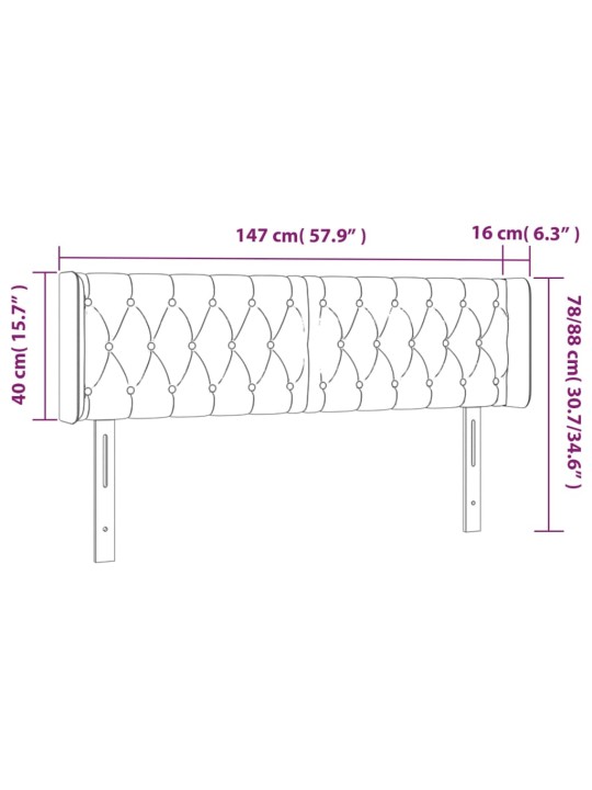 Voodipeats servadega, tumehall, 147x16x78/88 cm, samet