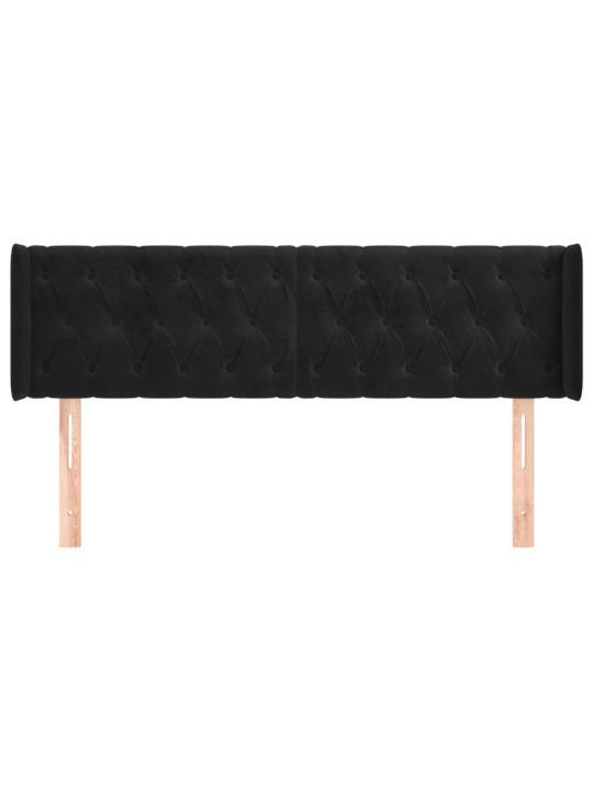 Voodipeats servadega, must, 163x16x78/88 cm, samet