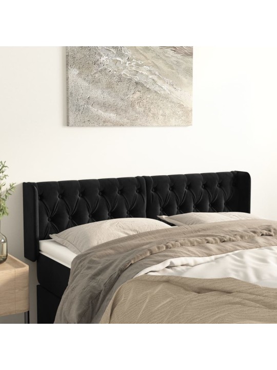 Voodipeats servadega, must, 163x16x78/88 cm, samet
