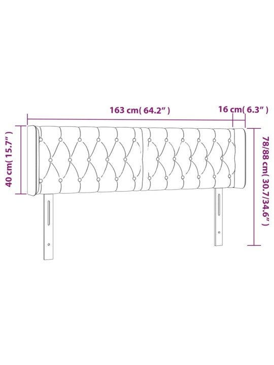 Voodipeats servadega, tumeroheline, 163x16x78/88 cm, samet