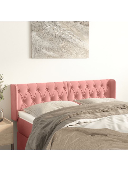 Voodipeats servadega, roosa, 163x16x78/88 cm, samet